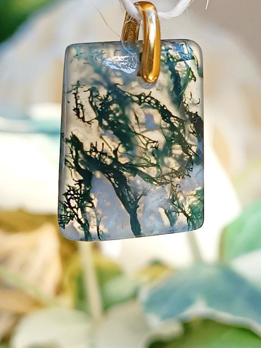 Agate mousse - bélières argentées