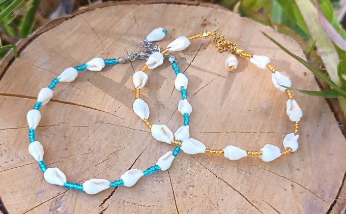 Bracelets de cheville coquillages