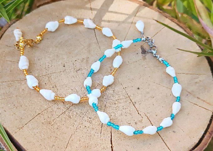 Bracelets de cheville coquillages