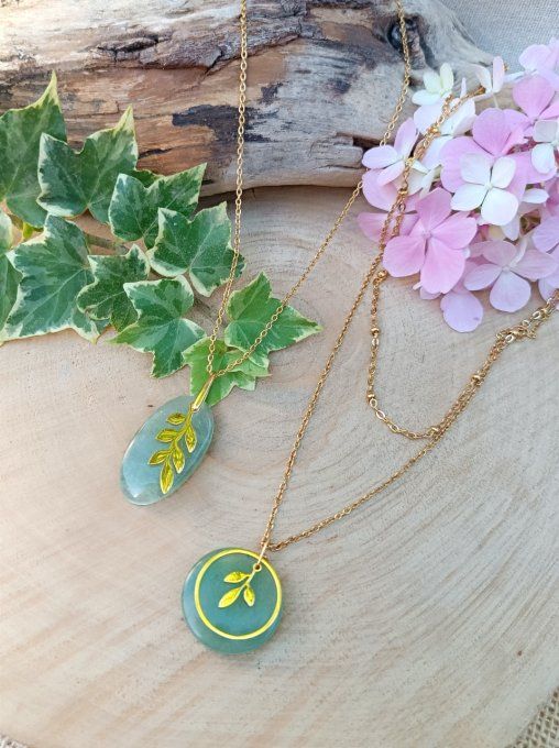 Aventurine et feuilles 