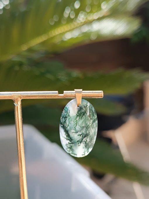 Agate mousse - bélières argentées