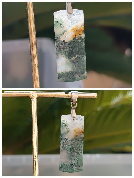 Agate mousse - bélières argentées