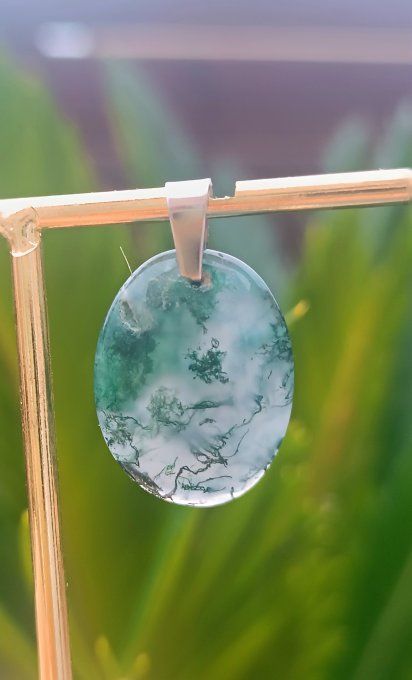 Agate mousse - bélières argentées