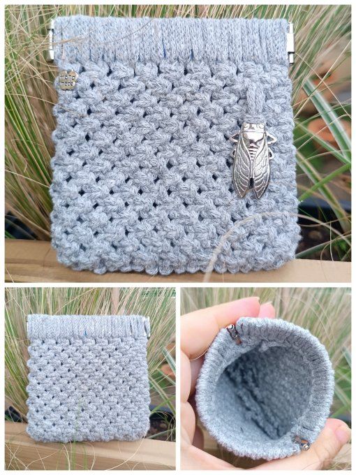 Porte-monnaie cigale argentée